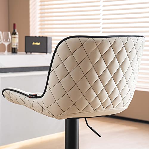 Modern White Bar Stools Set of 2 for Kitchen Island with Backs
