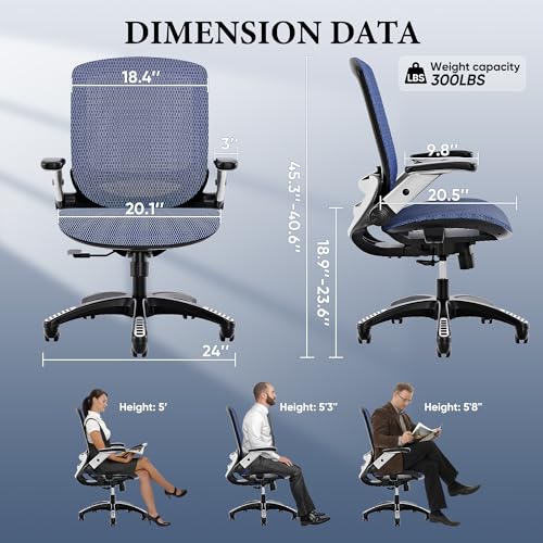 Ergonomic Office Chair with Lumbar Support and Adjustable Arms for Working and Gaming