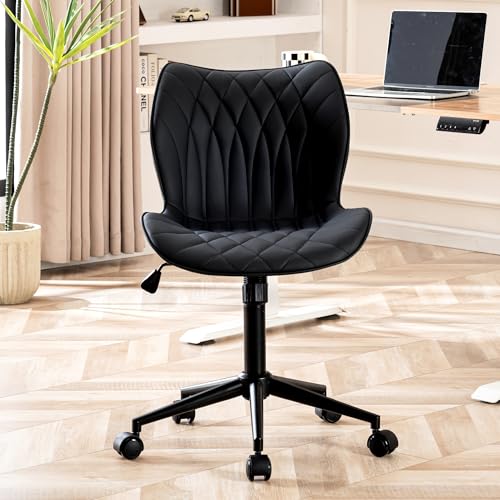 Modern Ergonomic Armless Office Chair for Home or Office (Black)