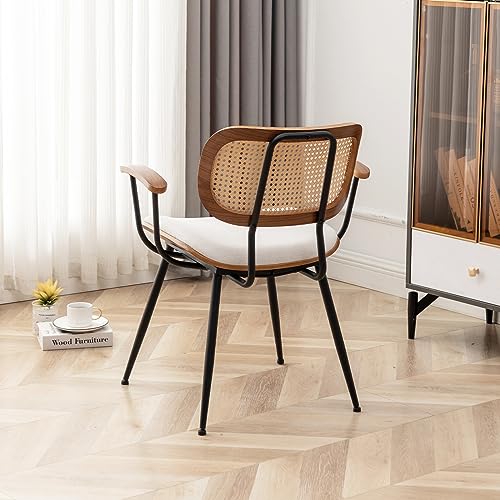 Simplified title: Modern Rattan Dining Chairs Set of 2, Beige Fabric

Audience: Individuals seeking modern rattan dining chairs for their kitchen or dining room.