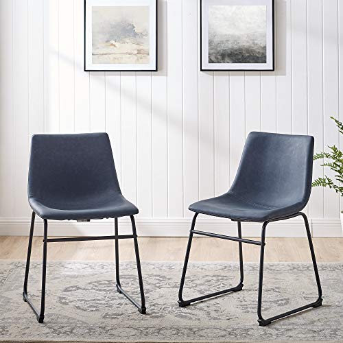Urban Industrial Navy Blue Dining Chairs, Set of 2