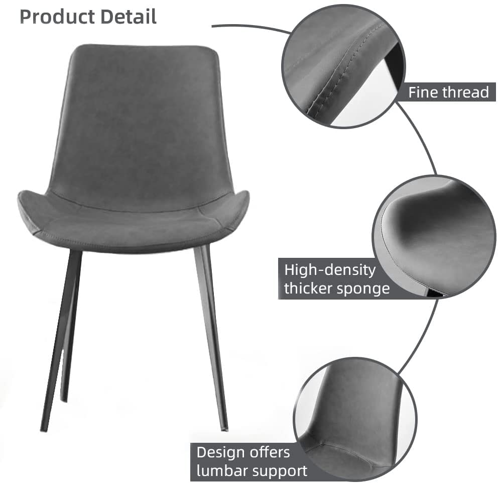 4 Modern Grey Upholstered Dining Chairs for Kitchen & Dining Room