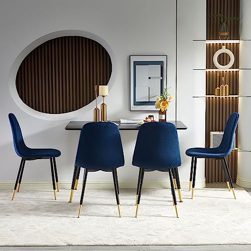 Nordicana Navy Velvet Dining Chair Set (4) Kitchen & Dining Room