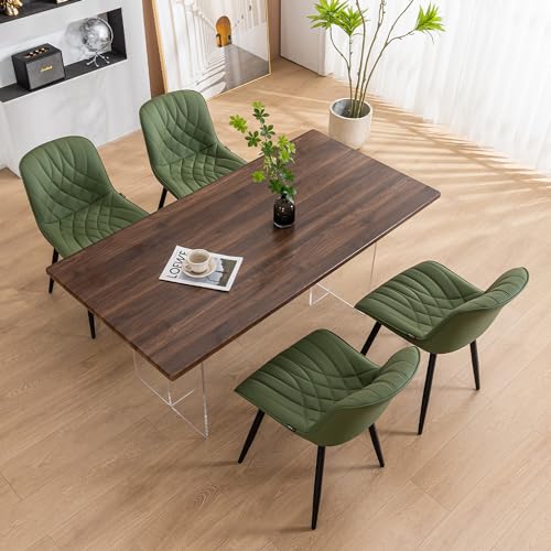 Modern Kitchen Dining Chairs Set of 2 in Olive Faux Leather