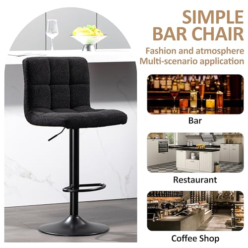 Finnhomy Modern Swivel Bar Stools, Black, Kitchen Island Set of 2