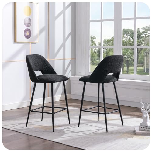 Modern 27’’ Upholstered Bar Stools Set of 2 for Kitchen Island and Home Pub