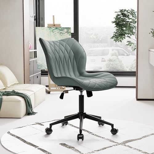MB SUNFLOWERPROPERTY Comfy Armless Office Chair: Adjustable, Ergonomic, and Stylish (Grayish Green)