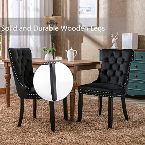Elegant Black Velvet Dining Chair Set of 4
