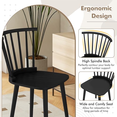 Set of 2 Wooden Windsor Dining Chairs for American Country Kitchen