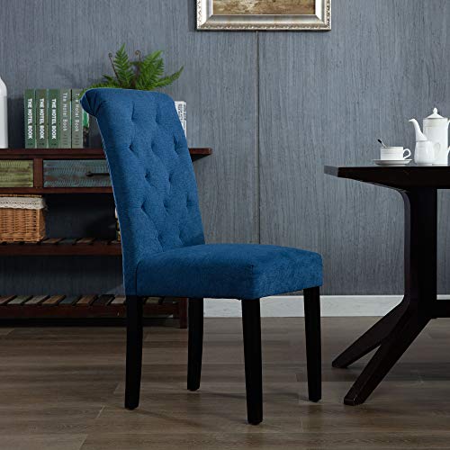 Blue Solid Wood Dining Chairs, set of 2