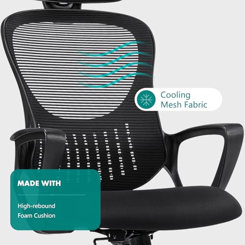 Ergonomic High-Back Desk Chair with Headrest and Lumbar Support for Home Office or Gaming