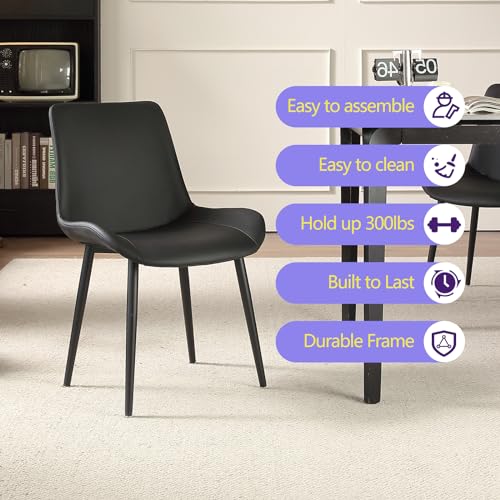 Black Upholstered Dining Chairs Set of 4 for Modern Kitchen and Dining Room