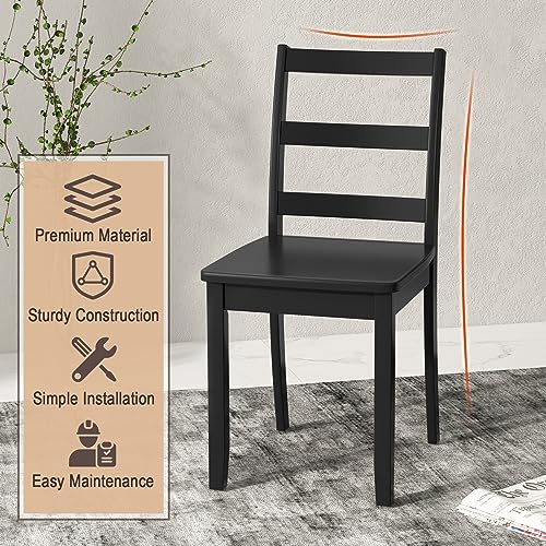 Black Farmhouse Style Wood Dining Chair Set of 2