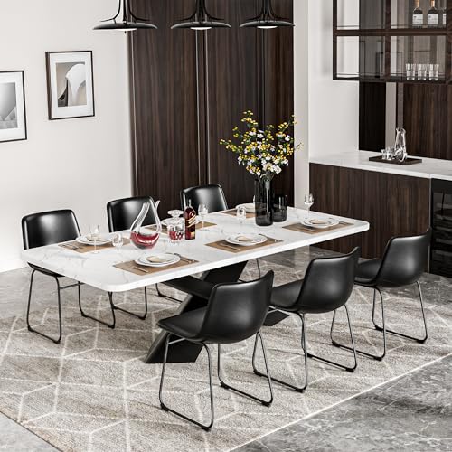 Black Faux Leather Dining Chair Set with Metal Legs - Home Bistro (2 Pieces)