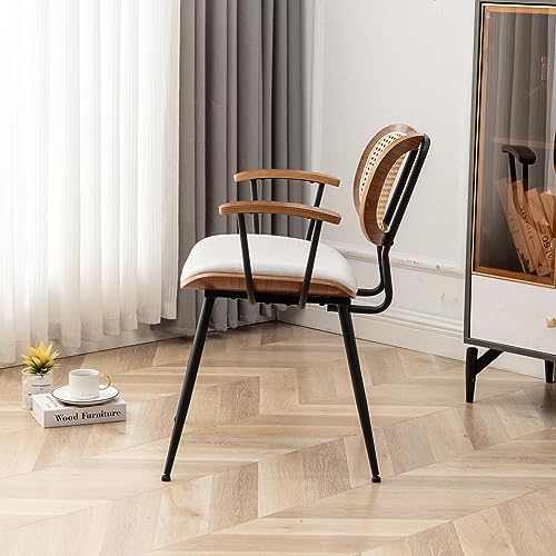 Simplified title: Modern Rattan Dining Chairs Set of 2, Beige Fabric

Audience: Individuals seeking modern rattan dining chairs for their kitchen or dining room.