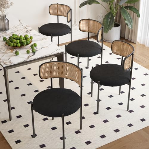 Farini 4-Piece Kitchen Chair Set with Rattan Backrest