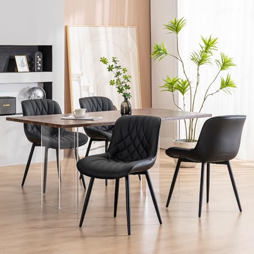 Modern Black Dining Chairs Set of 2 for Kitchen or Dining Room