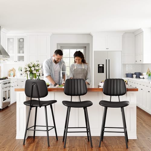 2 Pack Modern 24.6" Bar Stools for Kitchen Dining, Black