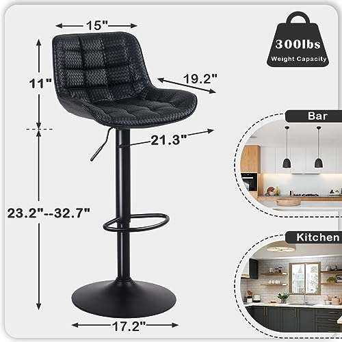 Set of 2 Modern Black Bar Stools for Kitchen Islands