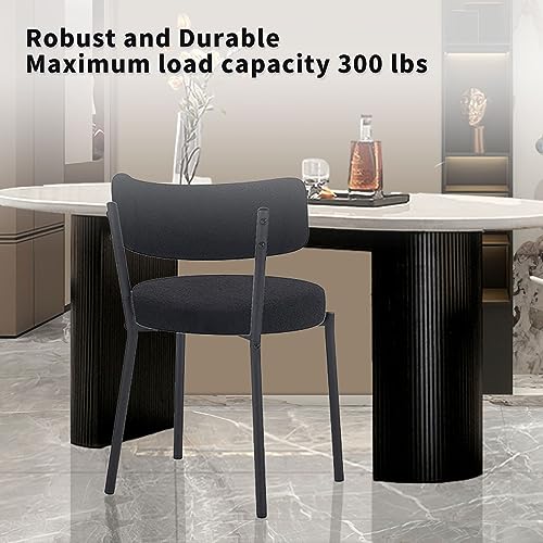 4 Modern Round Upholstered Dining Chairs with Curved Back