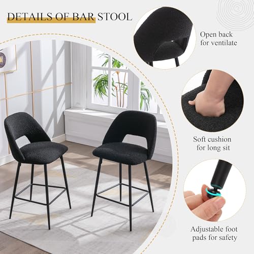 Modern 27’’ Upholstered Bar Stools Set of 2 for Kitchen Island and Home Pub