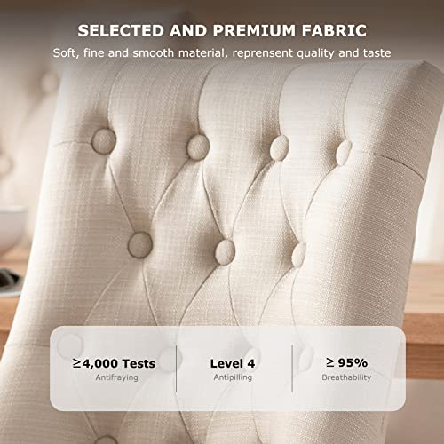 Beige Tufted Dining Chair Set of 4 for Home Kitchen