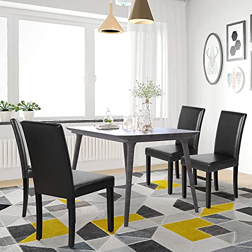 Black PU Leather Dining Chairs Set of 4 for Modern Kitchen and Dining Room