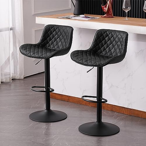 MB SUNFLOWERPROPERTY Set of 2 Adjustable White Swivel Bar Stools with Back