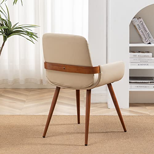 Mid Century Modern Dining Chairs Set of 2 - Cream White Color