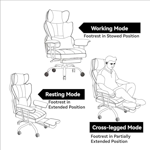 Big and Tall Office Chair with Leg Rest and Lumbar Support