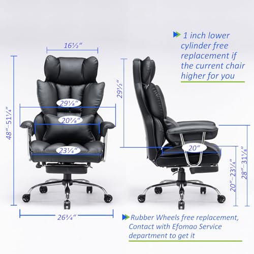Big and Tall Office Chair with Leg Rest and Lumbar Support