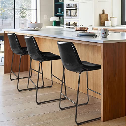 Set of 2 Modern 26 inch Bar Stools for Kitchen and Living Room