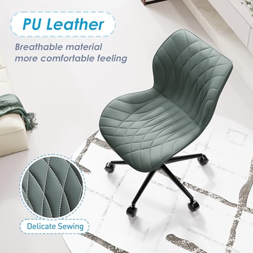 Grayish Green Armless Office Chair for Home Office
