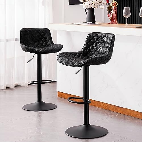 MB SUNFLOWERPROPERTY Set of 2 Adjustable White Swivel Bar Stools with Back for Kitchen Island