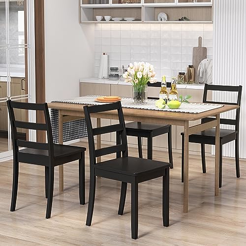 Wood Dining Chairs Set of 2 for Kitchen, Black, Farmhouse Style