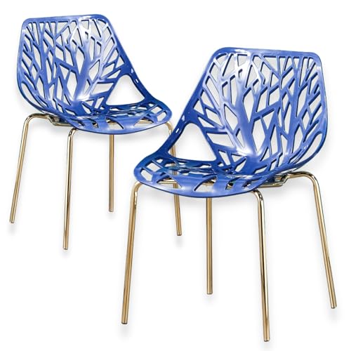 Stylish Navy Blue Dining Chair Set of 2 for Indoor/Outdoor Use