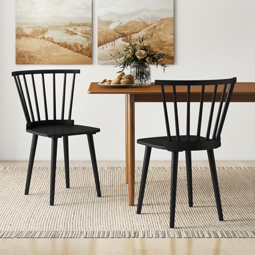 Set of 2 Wooden Windsor Dining Chairs for American Country Kitchen