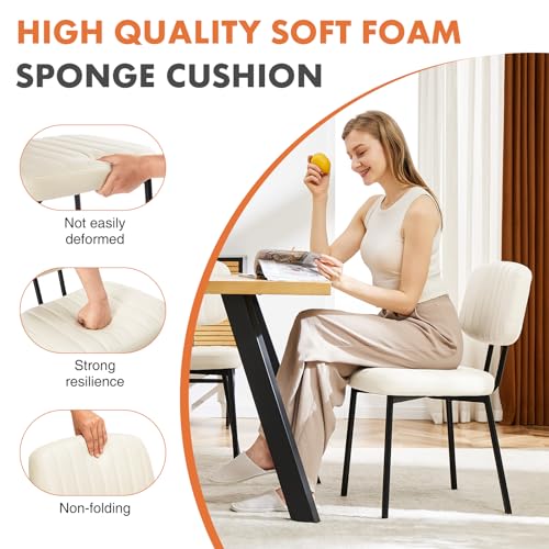 Set of 4 Modern Cream Dining Chairs for Kitchen and Living Room