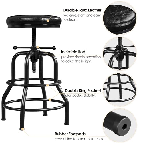 Vintage Industrial Bar Stool for Kitchen Counter, Black, 1 Piece