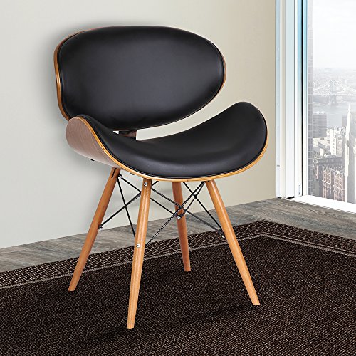 Cassie Dining Chair in Black Faux Leather and Walnut Wood Finish for Modern Homes